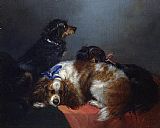 George Armfield Two King Charles Spaniels and a Terrier painting